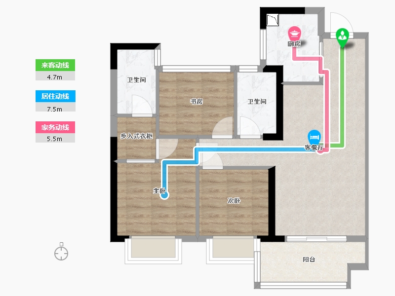 福建省-泉州市-碧桂园溪江月-71.00-户型库-动静线