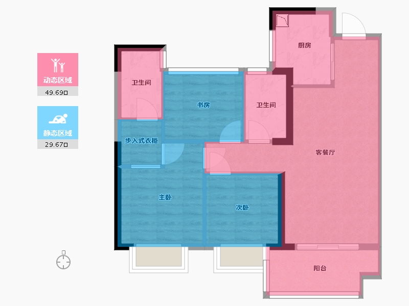 福建省-泉州市-碧桂园溪江月-71.00-户型库-动静分区