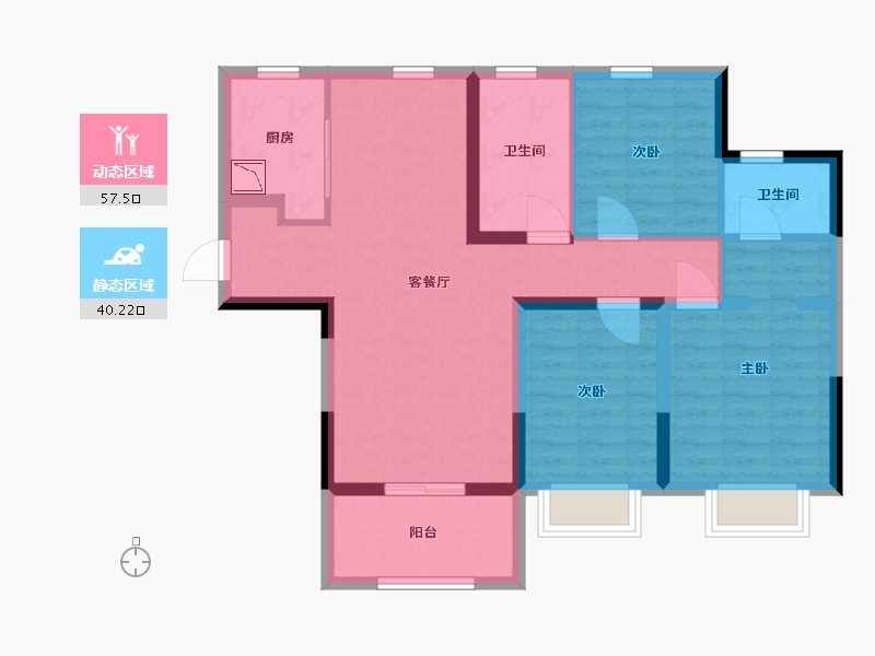 河南省-郑州市-绿地溱水小镇-86.40-户型库-动静分区