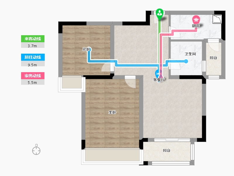 江苏省-苏州市-新湖明珠城青蓝公寓-68.80-户型库-动静线