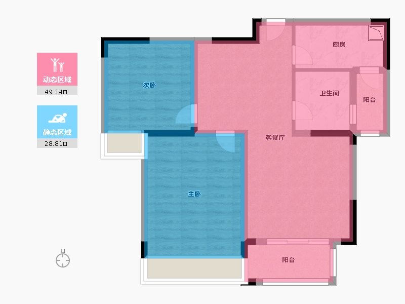 江苏省-苏州市-新湖明珠城青蓝公寓-68.80-户型库-动静分区