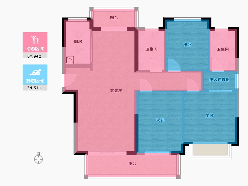 福建省-泉州市-世茂・国风紫帽-85.60-户型库-动静分区