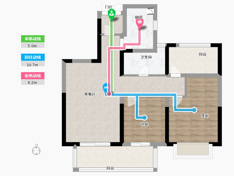 江苏省-苏州市-新湖明珠城青蓝公寓-71.19-户型库-动静线