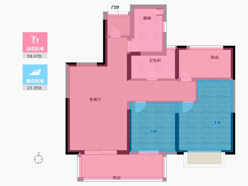 江苏省-苏州市-新湖明珠城青蓝公寓-71.19-户型库-动静分区