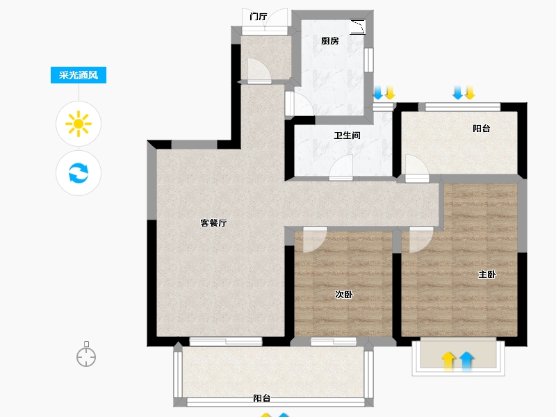 江苏省-苏州市-新湖明珠城青蓝公寓-71.19-户型库-采光通风