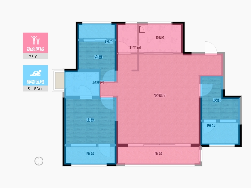 江苏省-苏州市-新湖明珠城青蓝公寓-116.81-户型库-动静分区