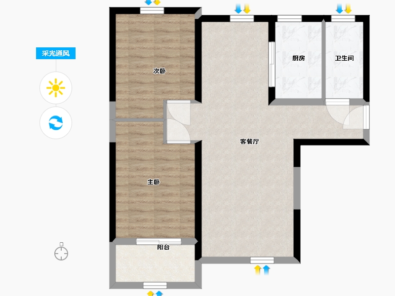 河北省-廊坊市-东方丽城-72.00-户型库-采光通风