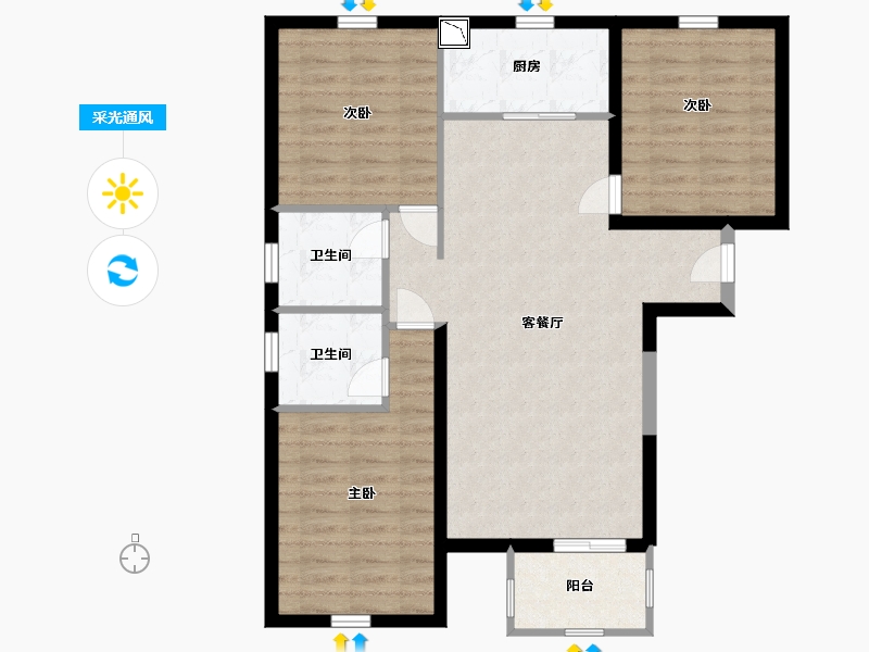 河北省-廊坊市-东方丽城-87.20-户型库-采光通风