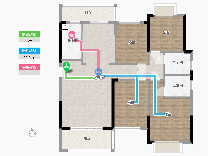 福建省-泉州市-碧桂园溪江月-105.60-户型库-动静线