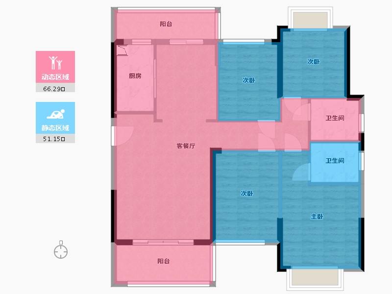 福建省-泉州市-碧桂园溪江月-105.60-户型库-动静分区