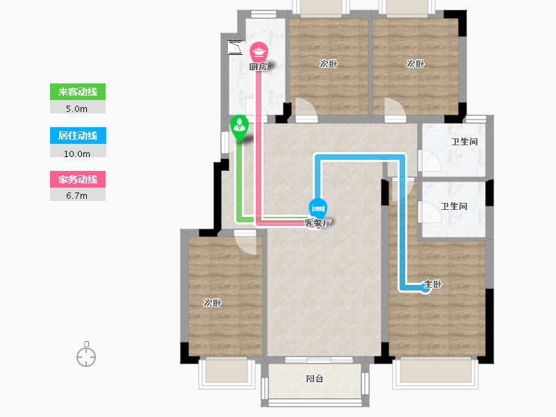 江苏省-苏州市-中洲花溪樾-93.60-户型库-动静线