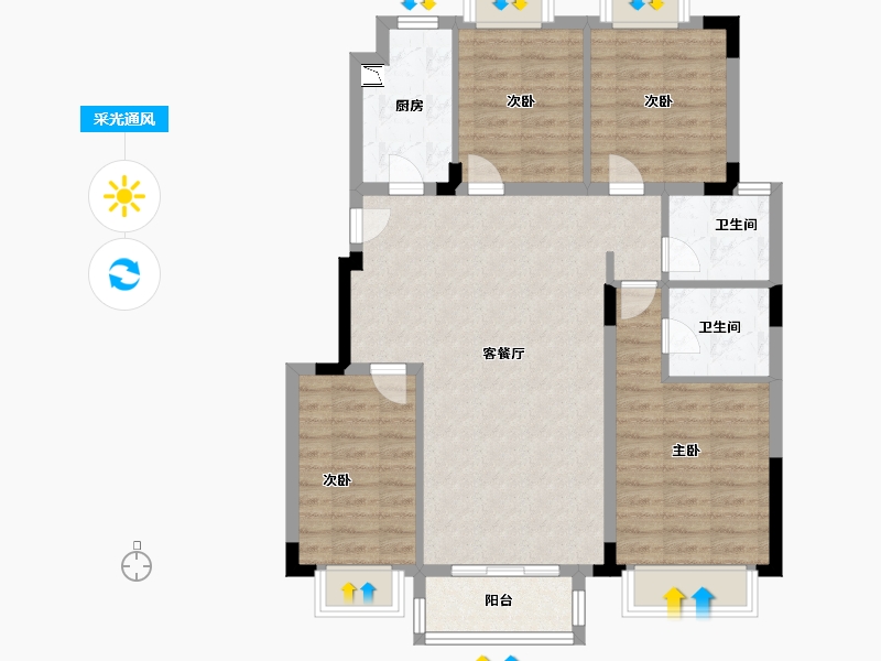 江苏省-苏州市-中洲花溪樾-93.60-户型库-采光通风