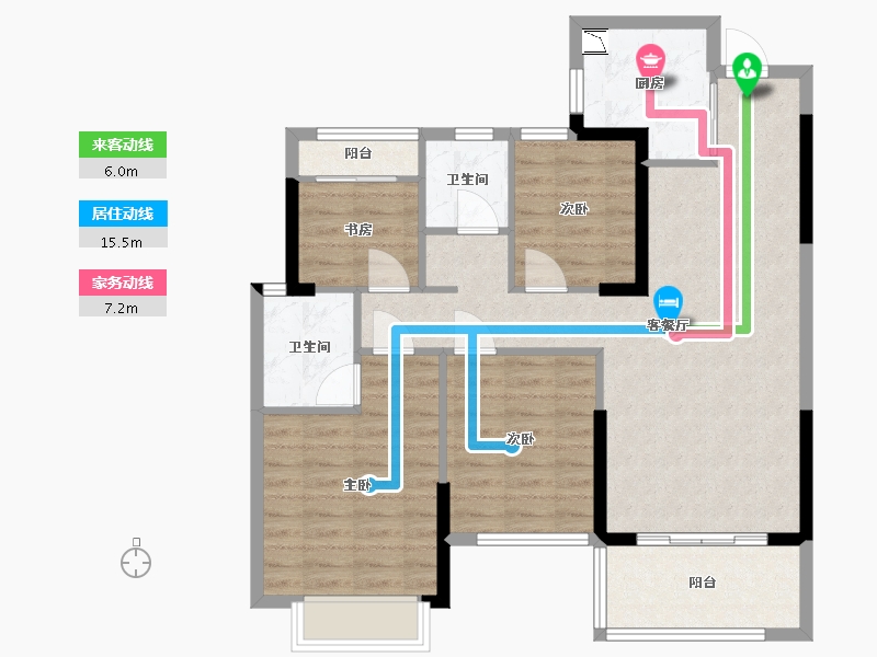 福建省-泉州市-碧桂园溪江月-90.00-户型库-动静线