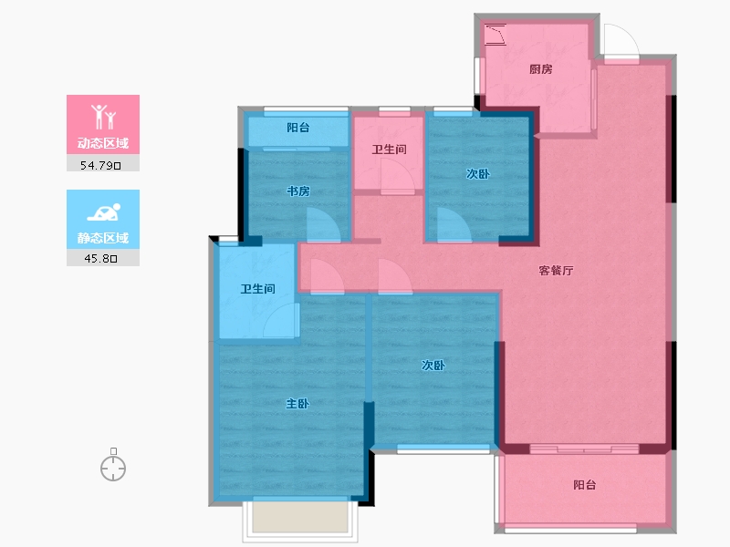 福建省-泉州市-碧桂园溪江月-90.00-户型库-动静分区