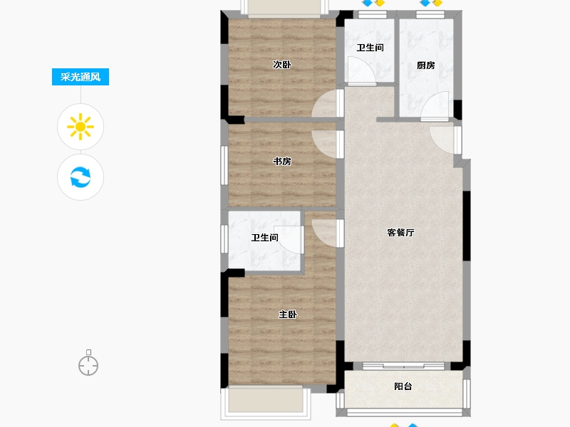 江苏省-苏州市-中洲花溪樾-79.20-户型库-采光通风