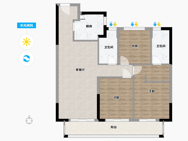 福建省-泉州市-融创晋江印-93.96-户型库-采光通风