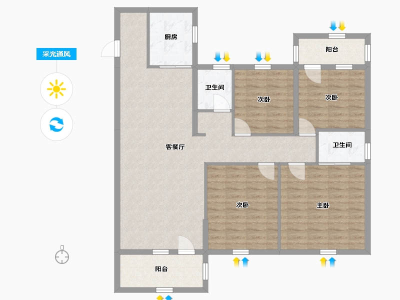 湖北省-咸宁市-金色海湾-114.96-户型库-采光通风