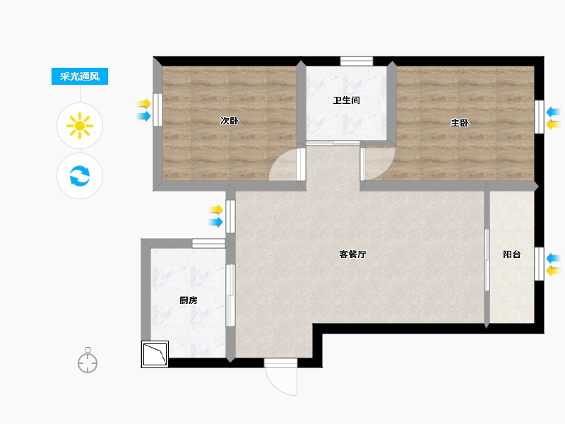 河北省-廊坊市-东方丽城-60.00-户型库-采光通风