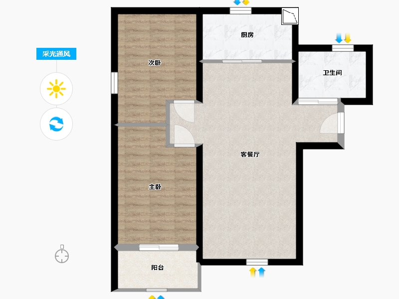 河北省-廊坊市-东方丽城-71.99-户型库-采光通风