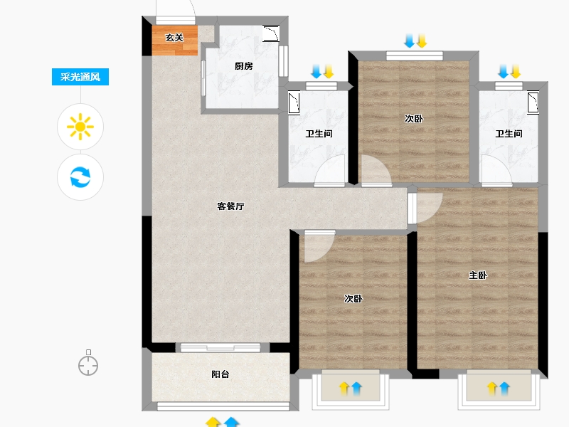 江西省-吉安市-中梁玖�院-84.20-户型库-采光通风