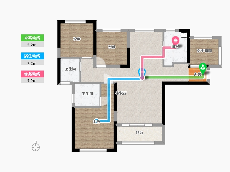 湖南省-长沙市-深业喜汇-86.43-户型库-动静线