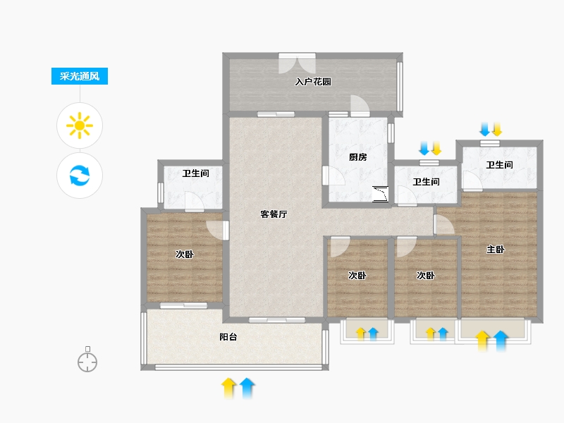 广东省-中山市-奕翠园-131.62-户型库-采光通风