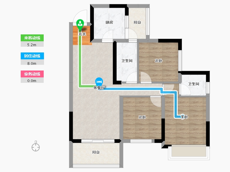 四川省-南充市-鸿华城-75.45-户型库-动静线