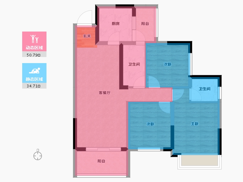 四川省-南充市-鸿华城-75.45-户型库-动静分区