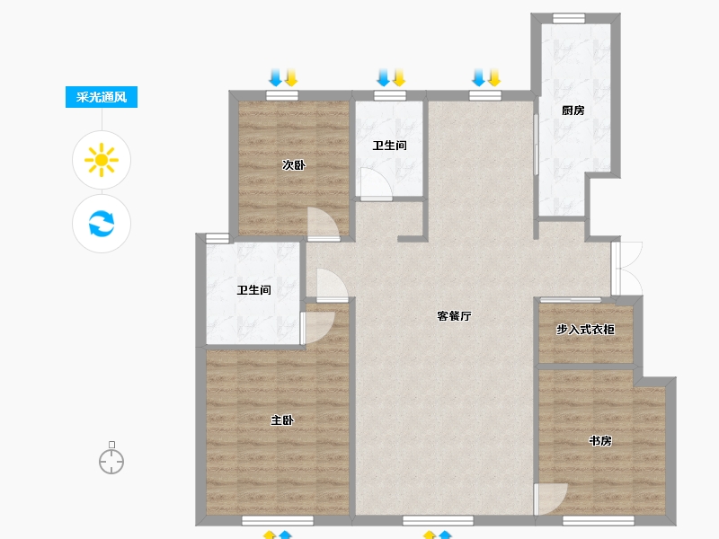 天津-天津市-天地源熙樾台-102.14-户型库-采光通风