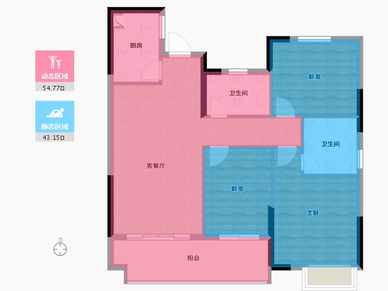 江西省-南昌市-富力银禧悦城-88.86-户型库-动静分区