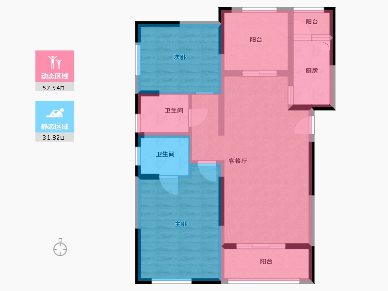 湖南省-长沙市-春和景园-78.90-户型库-动静分区