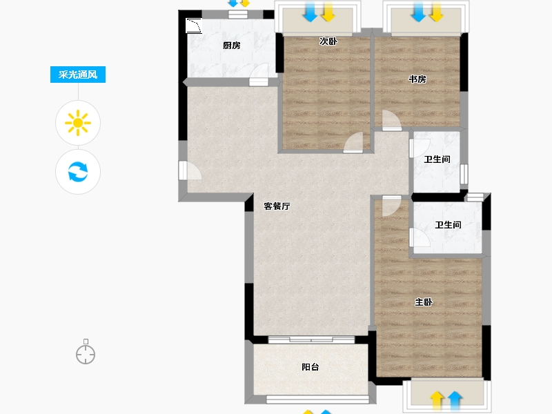 福建省-漳州市-招商兰溪谷-76.79-户型库-采光通风