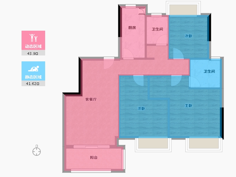 福建省-漳州市-招商兰溪谷-76.80-户型库-动静分区