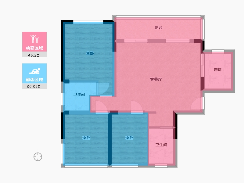 广东省-肇庆市-正黄金色悦府（大旺）-73.41-户型库-动静分区