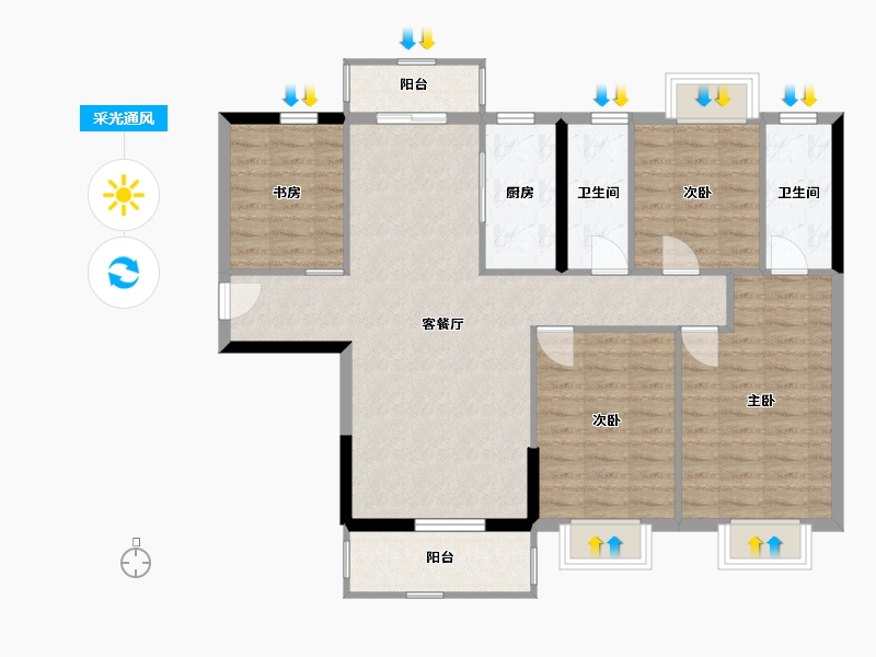 广东省-东莞市-山水江南玖峯-103.29-户型库-采光通风