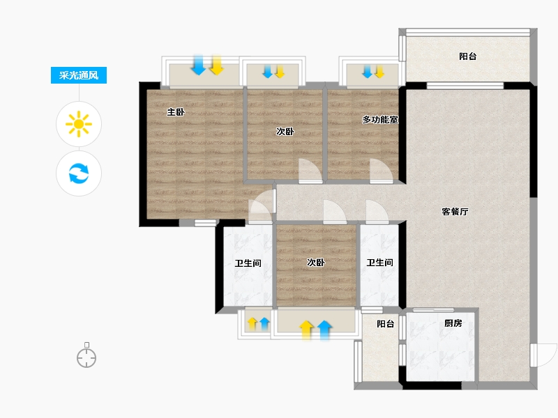 广东省-肇庆市-碧海湾金沙1号-98.40-户型库-采光通风