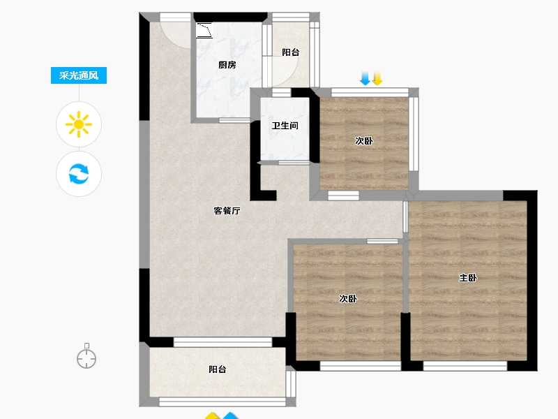 广东省-肇庆市-正黄金色悦府（大旺）-62.49-户型库-采光通风