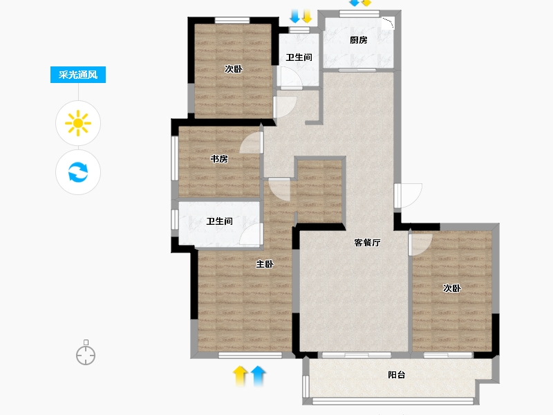 福建省-泉州市-融创晋江印-107.20-户型库-采光通风