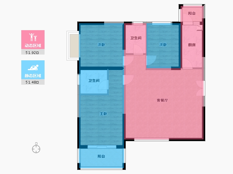 陕西省-渭南市-颐丰苑-92.60-户型库-动静分区