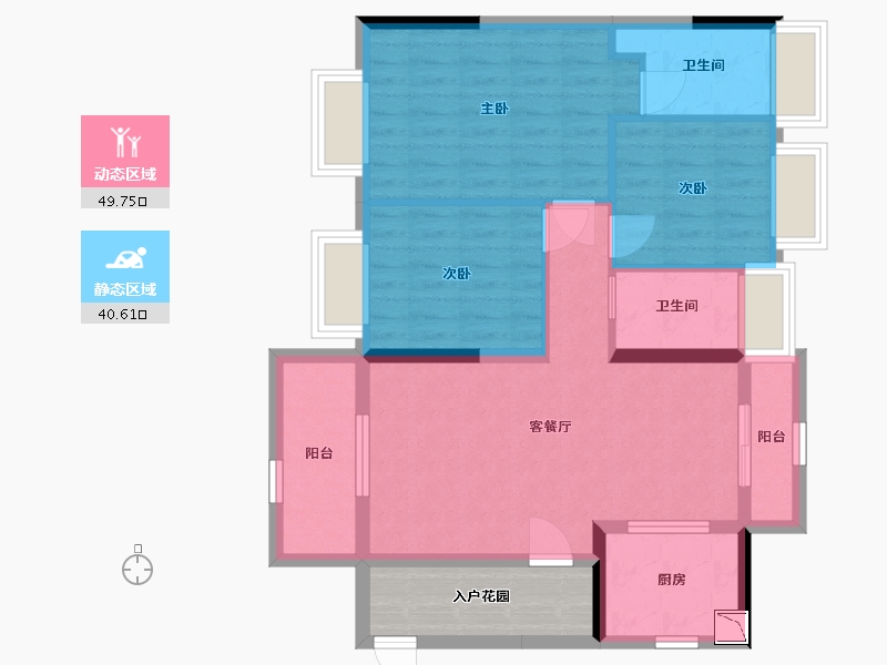 广东省-佛山市-雅域・瑞日天下花园-86.40-户型库-动静分区