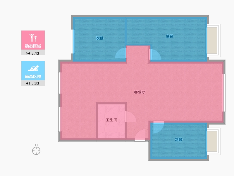 吉林省-延边朝鲜族自治州-广源欣居-96.25-户型库-动静分区