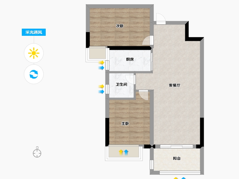 福建省-漳州市-招商兰溪谷-59.20-户型库-采光通风