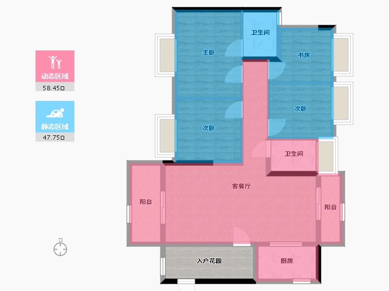 广东省-佛山市-雅域・瑞日天下花园-102.40-户型库-动静分区