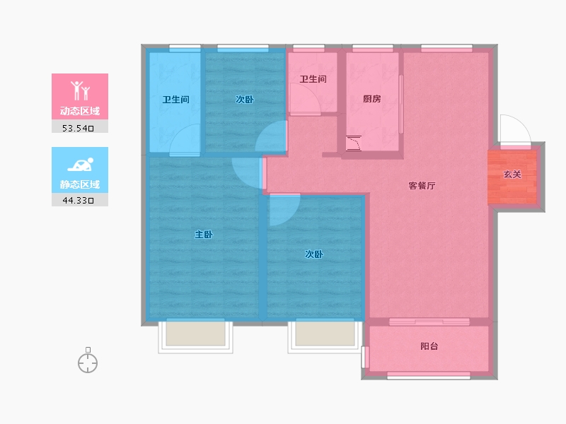 安徽省-六安市-新滨湖孔雀城-87.79-户型库-动静分区