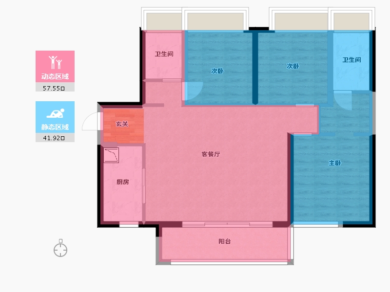 广东省-中山市-保利碧桂园领秀海-89.12-户型库-动静分区