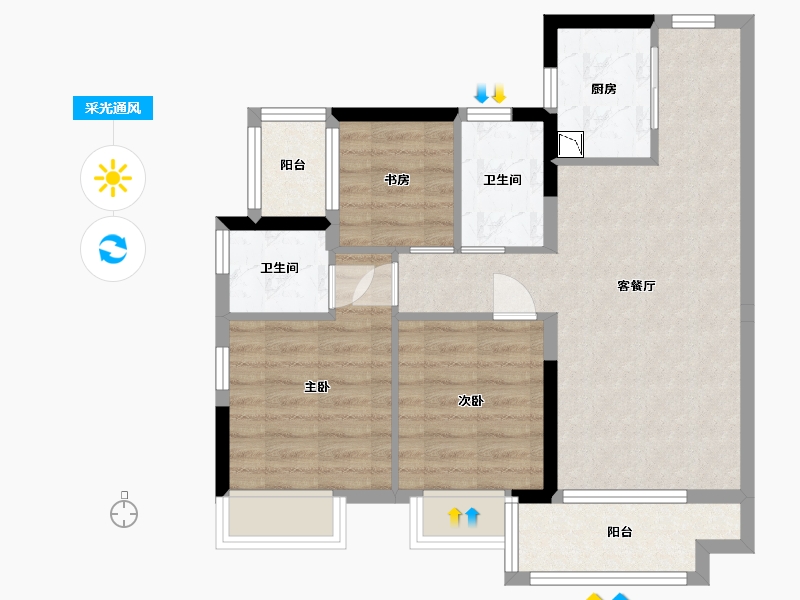 广东省-中山市-融创东城首府-69.35-户型库-采光通风