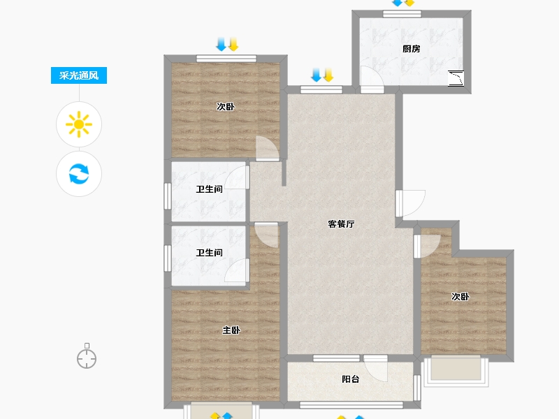 山东省-烟台市-力高阳光海岸-99.87-户型库-采光通风