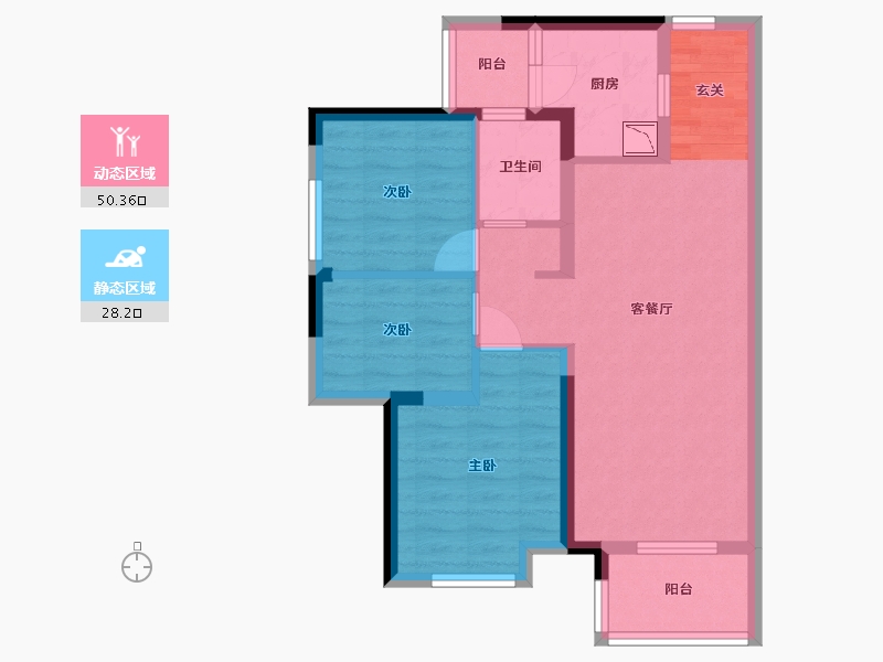 广东省-中山市-保利碧桂园领秀海-69.01-户型库-动静分区