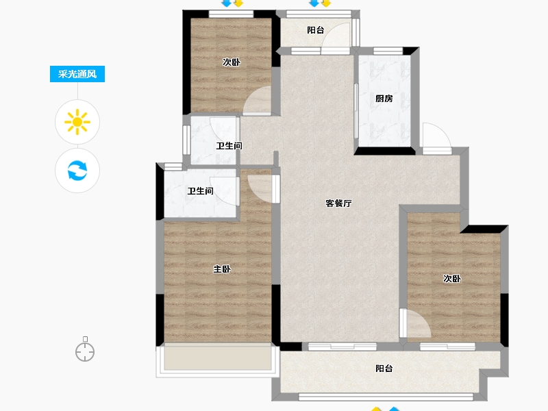 河南省-郑州市-正弘悦城1号地-90.01-户型库-采光通风