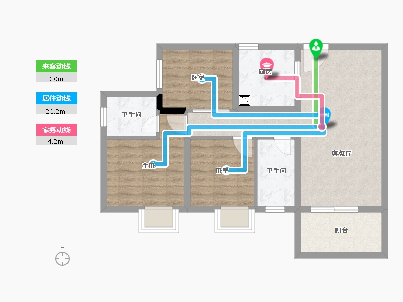 湖北省-武汉市-金川・纯水岸-69.66-户型库-动静线